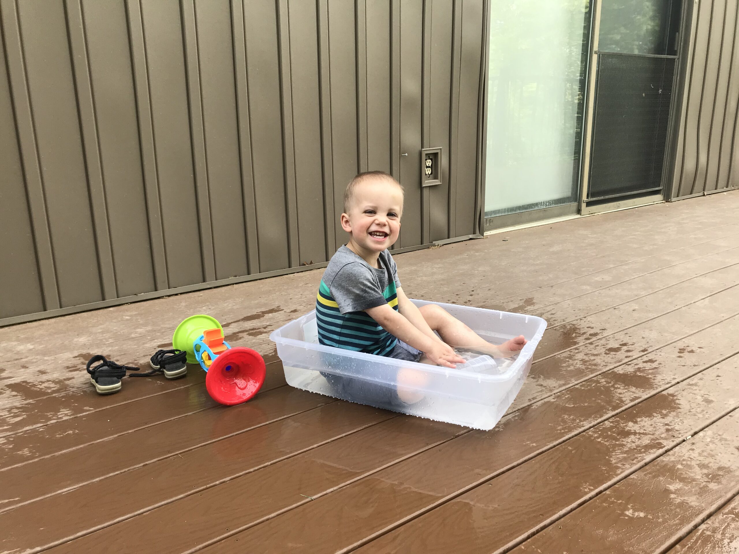 child playing in water